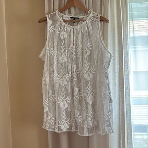 Lane Bryant.  Pretty lace sheer sleeveless tunic. Size 22.